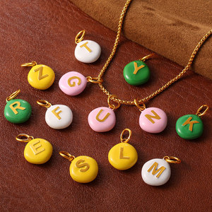 Non Tarnish 14k 18k Gold Plated 316L Stainless Steel Pendant chocolate chips Candy Charms for Necklace <b>Bracelet</b> Jewelry Making - Product Image 2