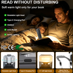 EGH Lampada da Lettura Economica di Nuova Generazione, 5 Livelli di Regolazione, Ricaricabile USB-C, <span class=keywords><strong>Luce</strong></span> LED a Clip per Bambini/Adulti - Product Image 2