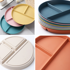 Riutilizzabile personalizzato ecologici a microonde lavabile per lavastoviglie 3 vano diviso in plastica per piatti per il controllo della paglia di grano - Product Image 4