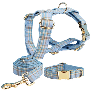 Collier pour chien en polyester à carreaux colorés classiques, laisse pour chien, harnais pour chien avec boucle en métal, accessoires pour animaux de compagnie de luxe très vendus PUPE - Product Image 1