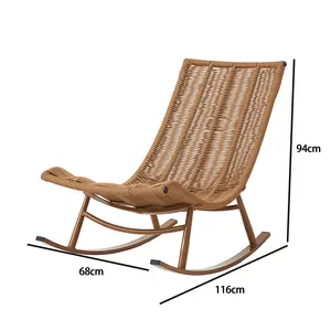 Garden wicker chair aluminum frame synthetic twisted rattan rocking chair outdoor leisure chairs