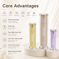 Flacon pompe sans air en PMMA de 15 ml, 30 ml, 50 ml, contenant de luxe pour sérum de soin de la peau, distributeur de lotion cosmétique avec pompe dorée, emballage personnalisé
