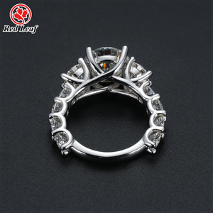 Anello con diamanti 4 <span class=keywords><strong>carati</strong></span> D VVS Moissanite di alta qualità <span class=keywords><strong>925</strong></span> argento placcato <span class=keywords><strong>oro</strong></span> classico da donna - Product Image 2