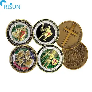 制造商基督教励志经文天使挑战硬币定制自己的设计十字架信仰盔甲上帝挑战硬币