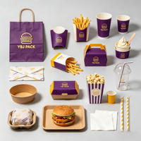 Boîte à compartiments pour mini-smash burger à emporter écologique personnalisée avec gobelet à sauce, emballage pour poulet frit, emballage pour frites, emballage pour restauration rapide
