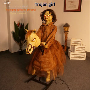 Muñeca Eléctrica de Caballo Balancín para Halloween con Ojos LED Rojos, Ideal para Decoración de Casas Encantadas y Bares - Product Image 3