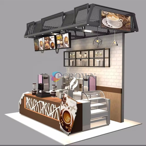 Bar Kiosk Coffee Bakery Snack Display Mall Kiosk Design Retail Store Cafe Kiosk Design Bread Cabinet <strong>Pl</strong> Cafe showcase Stand OEM - Product Image 2