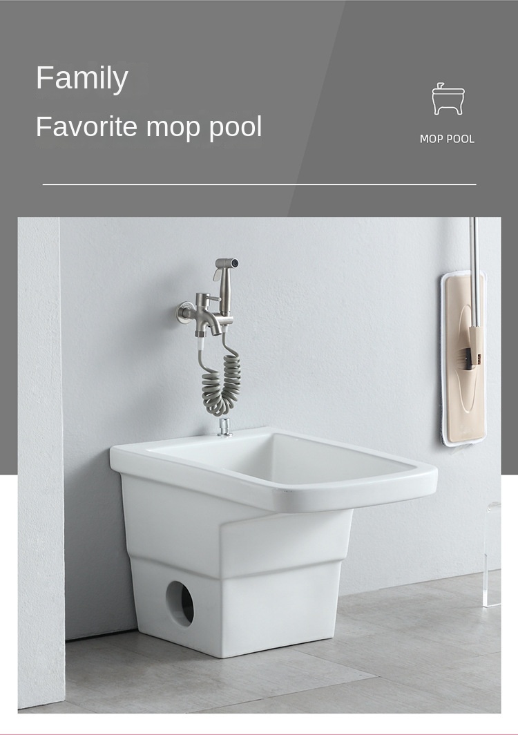Large floor ceramic balcony mop sink mop sink with washboard wash tub control