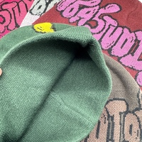 Gorros de Punto Cortos Jacquard Y2K con Estampado Personalizado, Gorros de Invierno, Gorra de Diseñador, Gorro de Estilo Urbano Desgastado, Gorro de Calavera al por Mayor para Hombre