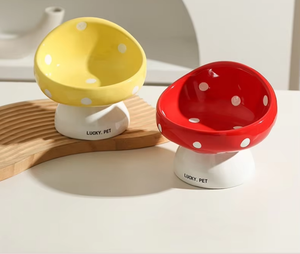 Cuenco de cerámica para mascotas de setas, protección cervical personalizada y duradera, cuenco elevado para comida de <span class=keywords><strong>gatos</strong></span> para cachorros y perros, novedad - Product Image 4