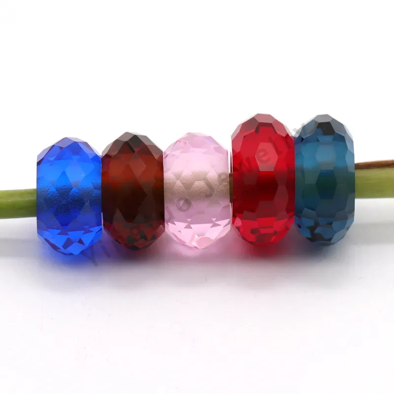 Braccialetto di fascino colorato all'ingrosso perline di cristallo pietra di gemme di vetro con foro grande per la creazione di gioielli