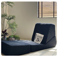 Fauteuil convertible modulaire en laine d'agneau compressée, une place, avec dossier réglable