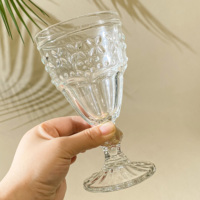 Custom Vintage Voor Champagne Kristal Glas Wijn Beker Ronde Vorm Reliëf Rode Wijn Glazen Beker
