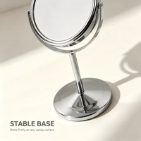 Magnifying Vanity Mirror Adjustable 360° Swivel Standing Design Double Sided Chrome Frame for Detailed Skincare Routine