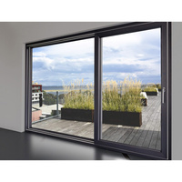 Porte patio coulissante en aluminium à rupture de pont thermique noire, grand panneau, double vitrage, pour villa moderne, cuisine, jardin, terrasse