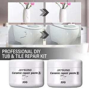 Jaysuing Ceramic Paste Floor Tile Adhesive Tub Tile and Shower Repair Kit Porcelain Repair Kit for Crack Tile Repair Agent