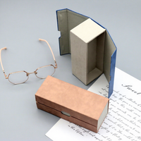 Étui de voyage rigide double couche 2-en-1 pour lunettes de taille moyenne, boîte de rangement rectangulaire à 2 niveaux pour lunettes