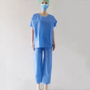 Special for European Market Sms45gsm Disposable Pajamas Blue Scrub Suit Disposable Medical Doctor Uniform Woven Surgical Uniform