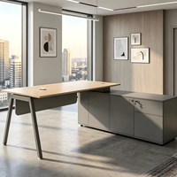Bureau de direction en L avec armoire de rangement fixe, poste de travail modulaire pour solutions de bureau professionnelles