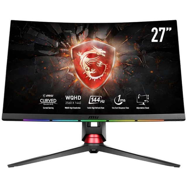 MSI Full HD RGB Curved Gaming Monitor with 27 Inch WQHD VA 144 Hz 1ms 2560 X 1440 1440p 1800R RGB Mystic Light (MPG27CQ2)