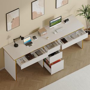 Bureau d'<span class=keywords><strong>ordinateur</strong></span> éco-responsable, simple, ergonomique, durable, <span class=keywords><strong>pour</strong></span> petits espaces, avec étagère et tiroirs, <span class=keywords><strong>pour</strong></span> bureau à domicile et salon - Product Image 5