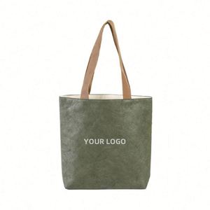 Wholesale Waterproof Paper Tote <b>Bags</b> Single Shoulder <b>Bags</b> Fashion Washable Shopping Kraft Paper <b>Bag</b> - Product Image 1
