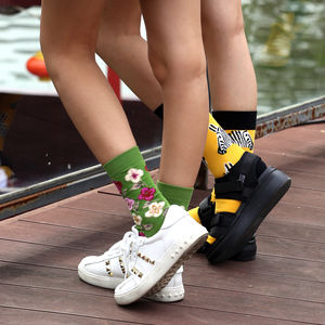 <span class=keywords><strong>Français</strong></span> Rétro Artistique Crew Chaussettes Couple Niche Tendance Artistique Personnalité Créative Peinture À L'huile Coton Corps Rue Chaussettes Hommes - Product Image 4