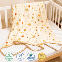 Couverture Bébé en Crêpe de Coton Double Couche en Gros, Motif Dessin Animé, Apaisante, en Peluche Minky 3D à Pois, Durable, Multi-Tailles