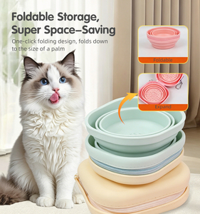 Bol de voyage pliable en silicone pour animaux de compagnie 135g, violet, avec étui de rangement anti-poussière, bol d'alimentation portable pour chien, pack cadeau avec crochet métallique - Product Image 3
