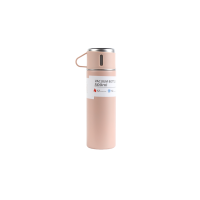 Precio de Fábrica, Logotipo Personalizado, Set de Botella de Acero Inoxidable de Doble Pared de 500ml, Tapa 3 en 1 Intercambiable, Caja de Regalo, 12-24 Horas de Negociación