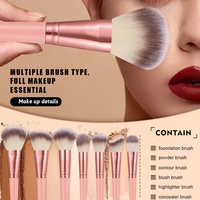 Ensemble de 55/45 pinceaux de maquillage plats en nylon avec manches en plastique, comprenant une trousse de toilette, une éponge de beauté et un houppette à poudre