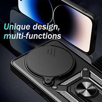 Coques de téléphone portable avec objectif coulissant pour Xiaomi Redmi Note 14 13 Pro Plus 4G 5G, support anneau et béquille, antichoc