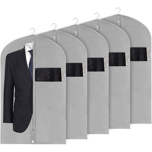 <b>Clothes</b> Protector Non-Woven Dust Cover Gray Rectangle Hook Type For Suit <b>Storage</b> Moisture Proof - Product Image 1