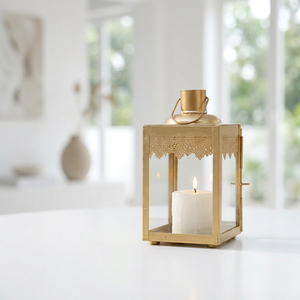 2026 Ramadan Home Decorations <b>Mini</b> Gold Metal Moroccan Candle Holder <b>Lanterns</b> for Tabletop and Hanging Decorations - Product Image 1