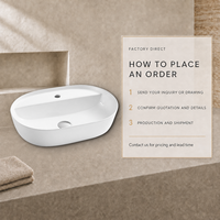 Lavabo ovale en céramique 50x38cm à poser, blanc brillant, moderne, résistant à l'eau, rebord fin, trou unique pour robinet