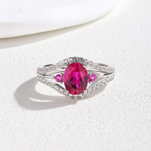 SGARIT custom Luxury Women's 14K <b>gold</b> Oval Ruby <b>Cocktail</b> <b>Ring</b> Pave Setting Engagement Party Jewelry LAB gemstone Jewelry - Product Image 4