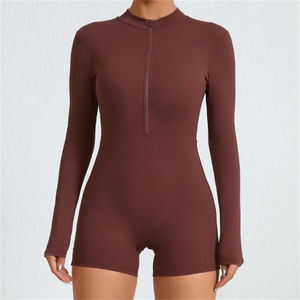 Exclusivo Swing Perfect Fitting Color Mujer Manga larga Suave Control de barriga Compresión Cremallera frontal Body para correr - Product Image 4