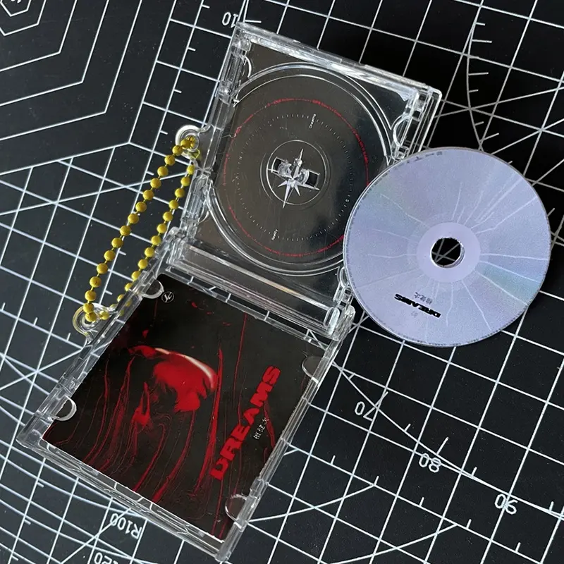 Chaveiro de acrílico Kpop com pingente de foto personalizado, chaveiro com música personalizada para Kpop, caixa de CD e pingentes de álbum