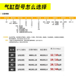 กระบอกลมขนาดเล็กปรับได้ยี่ห้อ Yitaino รุ่น 20/25/32/40X20X25X30X50X60X75X100X125-S แบบมีระบบกันกระแทก - Product Image 1
