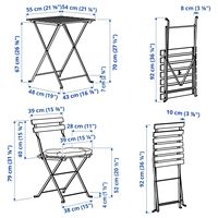 Ensemble de bistro de cour pliante en acier de qualité supérieure avec table et chaise de balcon pliables de 3 pièces