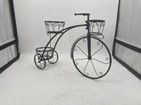 Support de Pot de fleur en métal, 3 niveaux, noir, argent, jardin, bureau, Patio, décor, fer forgé, vélo, présentoir, Pot de plante