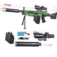 Nouveau M249 79CM Pistolet à billes de gel automatique, manuel et électrique avec lampe torche, jouet pour activités de plein air, Splatter Blaster pour garçons, orange