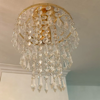 Lustre de plafond encastré moderne en cristal K9 de luxe, simple, rond, réglable en hauteur, LED pour salon