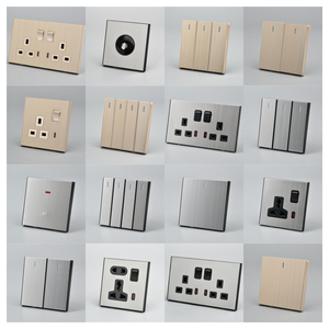 KLASS UK Standard Saudi Jemen Wand steckdosen und Schalter 86mm Typ 15A Grau Schwarz Mit USB/Typ-C Edelstahl-Steckdose - Product Image 1