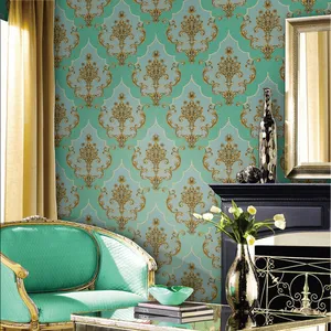 Royal fashion classic damask designs heavy weight pvc rubber wallpaper