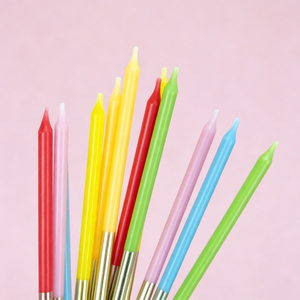 Venta al por Mayor de 12 Velas de Cumpleaños de Arcoíris, Largas y Delgadas, de Cera de Parafina, No Tóxicas, Ecológicas, Decoración para Pasteles de Año Nuevo y Bodas - Product Image 1