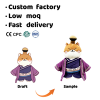 Produsen Boneka Plush Cosplay Anime Kustom, Boneka Samurai Shiba Inu Jepang dengan Kimono Ungu, Anjing Boneka Kawaii