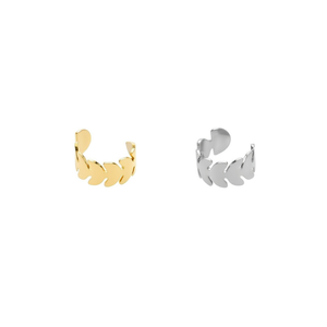 Orecchini a Clip a Forma di Lisca di Pesce in Oro e Argento Acero 46914 - Product Image 1