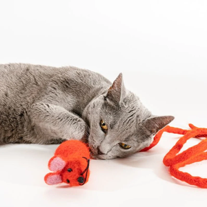 Juguete <span class=keywords><strong>de</strong></span> fieltro <span class=keywords><strong>de</strong></span> lana colorido para gatos, con cola en espiral hecha a mano, suave y duradero, perfecto para perseguir y tirar. - Product Image 5