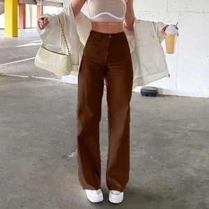 Nouveau <span class=keywords><strong>Jean</strong></span> Uni <span class=keywords><strong>Femme</strong></span> 2026 Style Européen et Américain, <span class=keywords><strong>Taille</strong></span> <span class=keywords><strong>Haute</strong></span>, Coupe Droite, Ample et Fluide, Décontracté, Pantalon Long - Product Image 4
